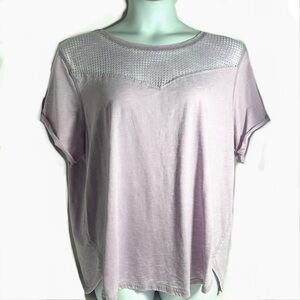 Silverwear Knit T Shirt Sz 3X Mesh Top Sz 3X Casual Rolled Hem Sleeve Lavender